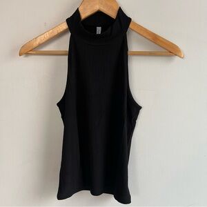Abbeline Black Sleeveless Ribbed Top